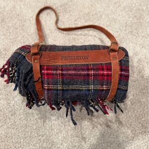 Pendleton motor robe throw with leather carrier